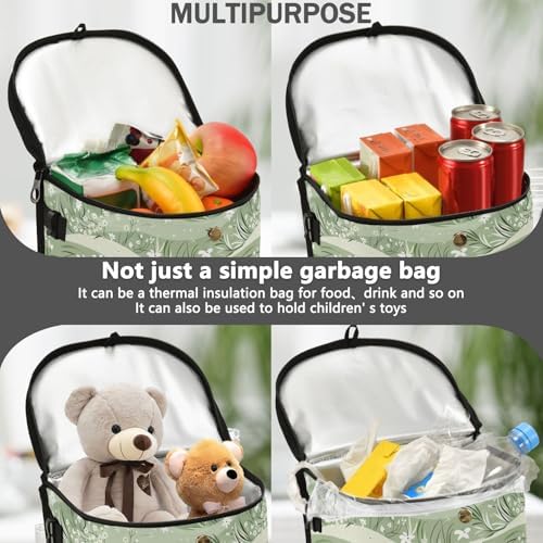 Car Trash Can Sage Florals Green Car Garbage Bag