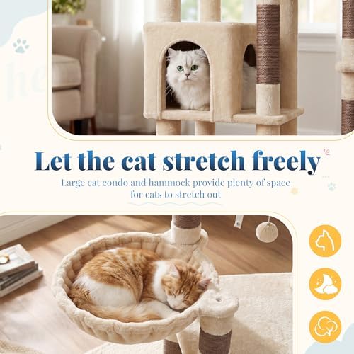 Hey-brother Cat Tree Tower, Wide Base, 5 Platforms