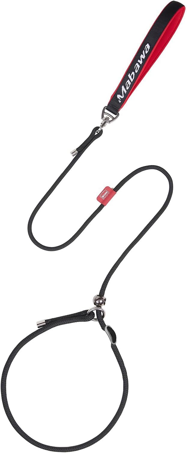 Dog Anti-Slip Leash 5FT with Metal Stopper - Durable No-Pull Training Lead for Small, Medium & Large Dogs - Comfortable Handle Nylon Rope, Tangle-Free Pet Walking Leash (Black, 5 FT)