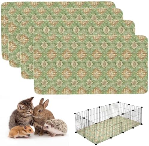 4PACK Washable Guinea Pig Pee Pads, Absorbent Reusable Guinea Pig Cage Liners