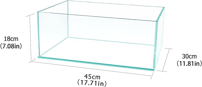 Fzone 6.4 Gal Shallow Rimless Low Iron Fish Tank Nova Clear Ultra-White 45° Mitered Edges Translucent Glass Anata Series Aquarium w/Black Foam Leveling Mat