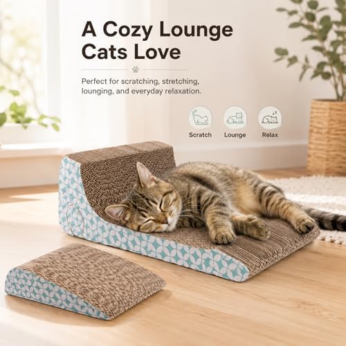 PrimePets Cardboard Cat Scratcher Ramp