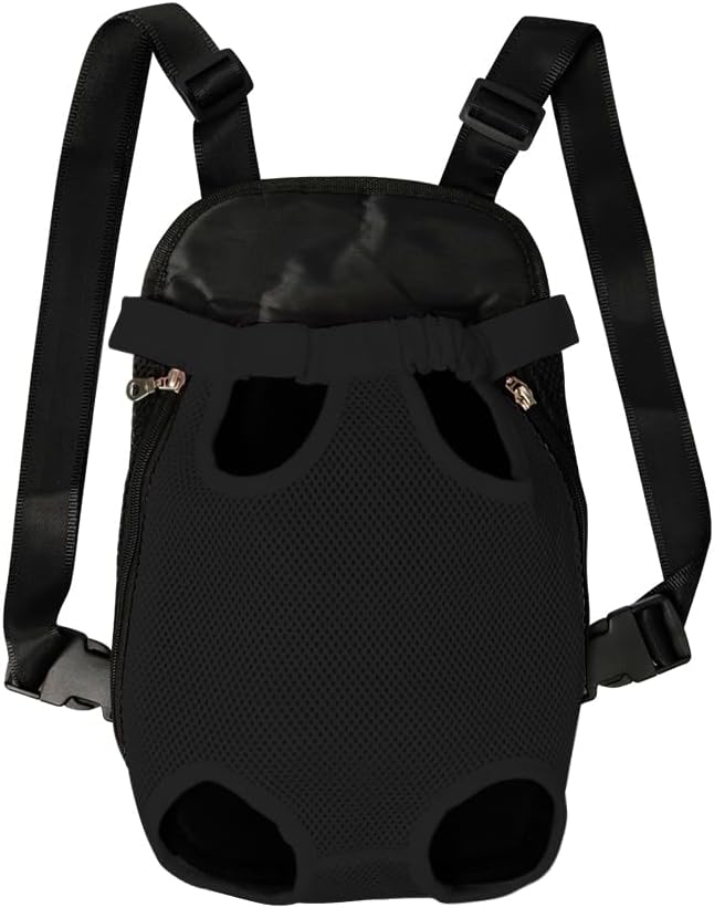 FEimaX Dog Carrier Backpack Pet Legs Out Front Cat Travel Bag, Adjustable Puppy Backpacks Carriers Hands-Free for Small Medium Dogs Cats Hiking Traveling Camping Daily Walking (Small, Black)