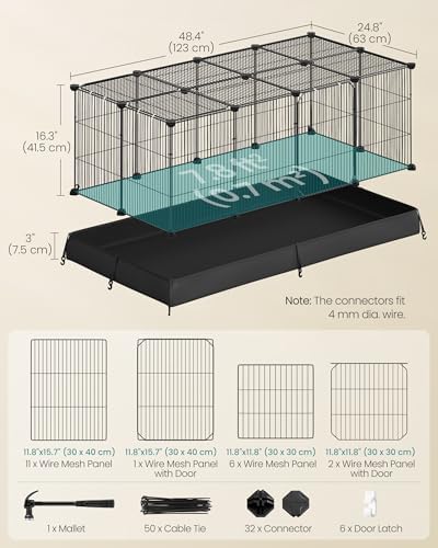 SONGMICS Guinea Pig Cage，Small Animal Playpen