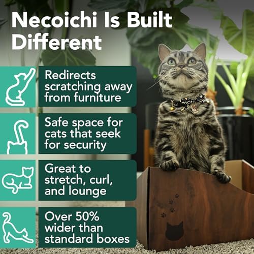 Necoichi Hideaway Cat Scratcher Box — Extra Large | Horizontal Scratch Pad +