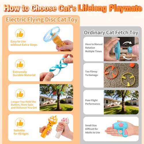 BABORUI Cat Toy Disc Launcher, Rechargeable Interactive Cat Fetch Toy Launcher