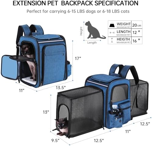 Cat Carrier Backpack for Travel, Dog Carrier Backpack for Large cat, Small Dogs