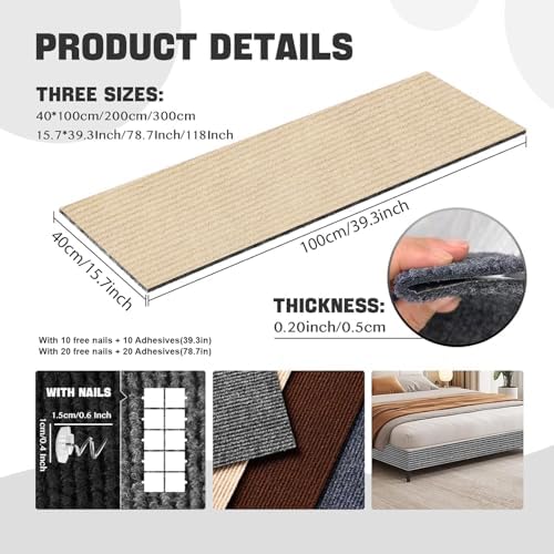 Cat Scratching Climbing Carpet Mat, Self-Adhesive Couch Furniture Protector