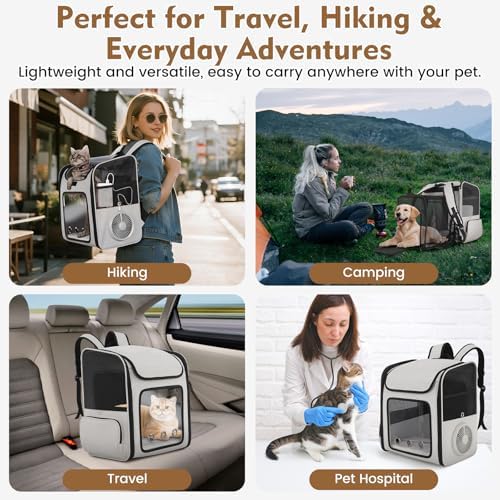Cat Backpack Carrier with Cooling Fan & Heating Pad up to 18 lbs