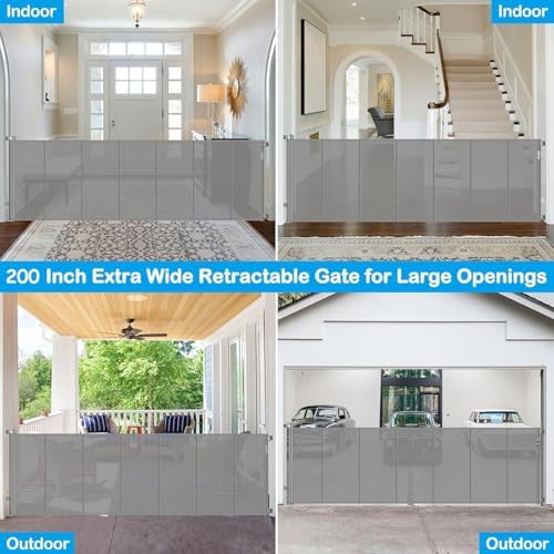 Reinforced 42" Extra Tall Retractable Baby Gate-Prevent Crawling Under