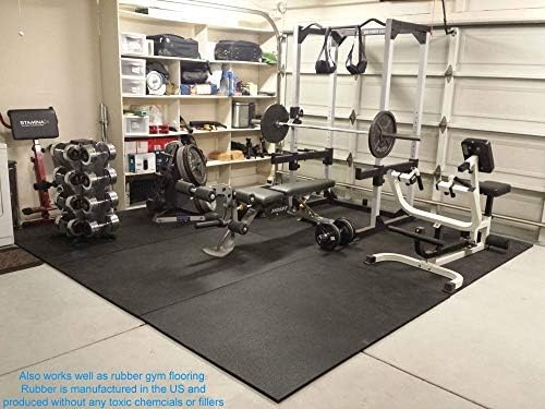American Floor Mats - Heavy Duty Stall Tiles - Stable/Horse Tiles - Thick, Durable Rubber Flooring Solid Black 12' x 20' Set 3/4" Thick (60 Tiles Total)