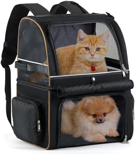 Double Cat Backpack Carrier for 2 Cats, Double-Compartment Pet Carrier Backpack