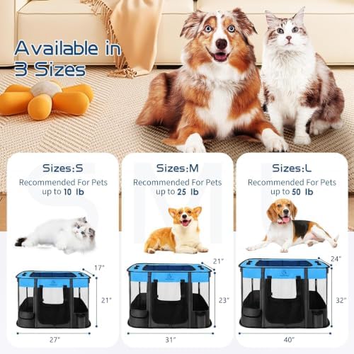 ROMANTIC BEAR Dog Playpen, Foldable Pet Puppy Cat Playpen