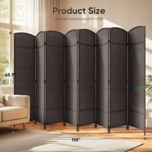 JOSTYLE 8 Panel Room Divider, Privacy Screen & Room Separation, Extra Wide