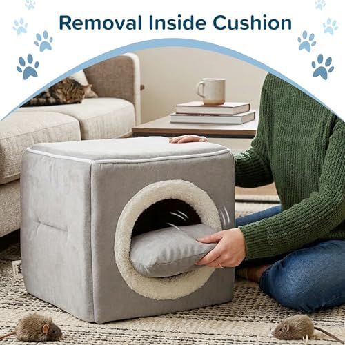 Cat House - Indoor Bed with Removable Foam Cushion - Cat Cave