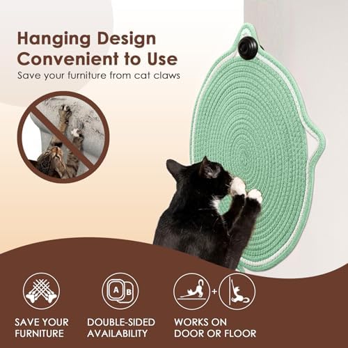 Natural Cotton Rope Cat Scratch Pad, 15.7'' Round Horizontal Floor Cat