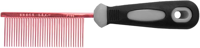 Resco Professional Anti-Static Dog, Cat, Pet Comb for Grooming, Steel Pins, Fine Tooth Spacing, Candy Red