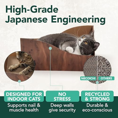 Necoichi Hideaway Cat Scratcher Box — Extra Large | Horizontal Scratch Pad +