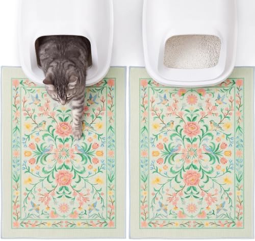 Bienbee Cat Litter Mat, 2 Pack 28" x 20" Machine Washable