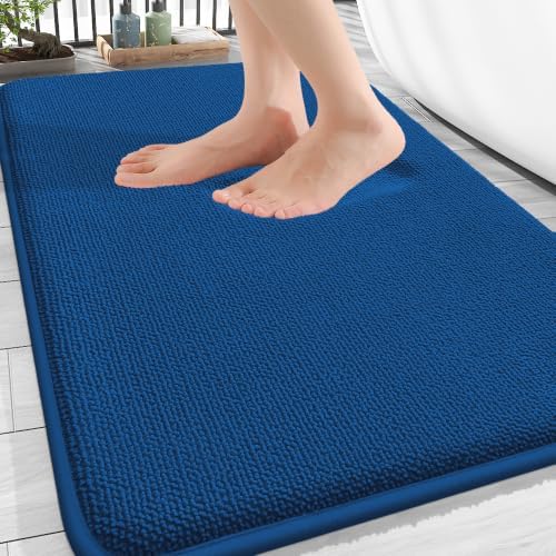 OLANLY Thick Memory Foam Bathroom Rug 30x20, Absorbent Bath Mat, Royal Blue