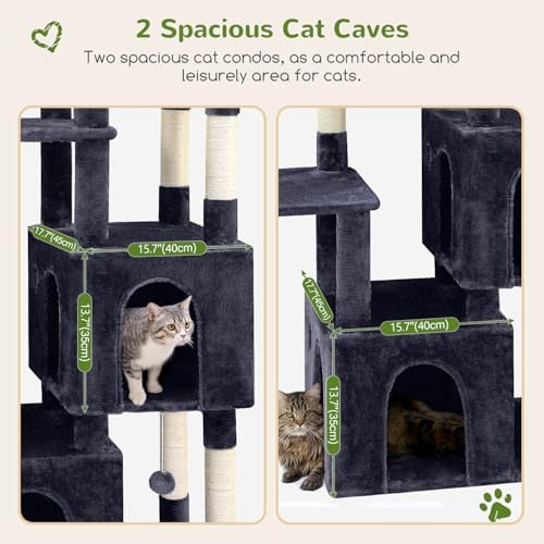 Globlazer Heavy Duty Cat Trees for Big Cats Maine Coon, Dark Grey