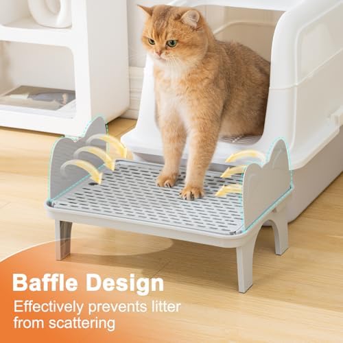 Uross Cat Litter Box Step, Extra Large Litter Box Ramp/Stairs