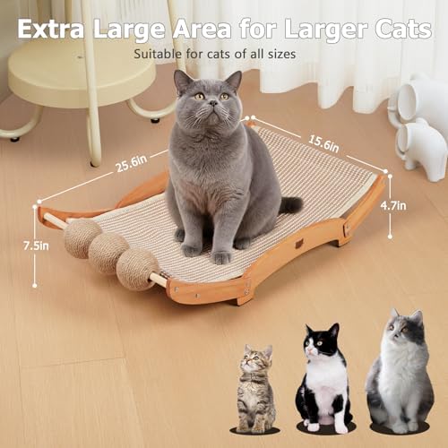 3 in 1 Sisal Cat Scratcher Bed, Solid Pine Cat Scratcher