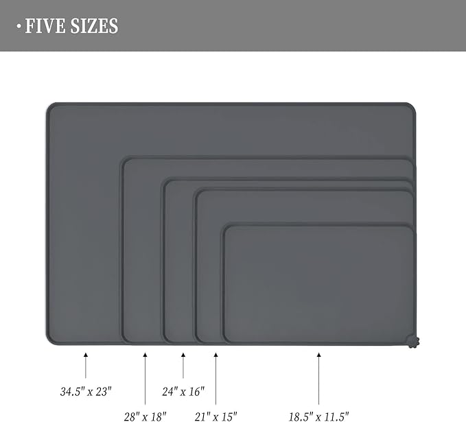 Waterproof Pet Feeding Mat with High Raised Edges, Heavier and Thicker Placemats for Cat Dog Water Bowl with BPA Free, Dogs Cats Food Mats for Messy Drinkers to Prevent Spill and Protect Floors