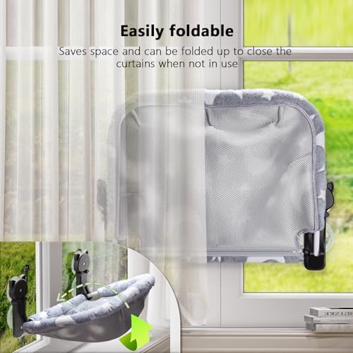 JUNSPOW Cat Window Perch Cordless, Glow in The Dark & Stable Cat Beds-