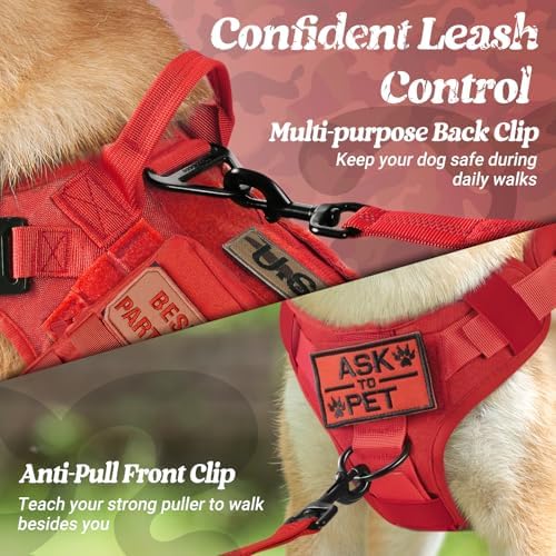 rabbitgoo Tactical Dog Harness for Medium, Heavy Duty Military No Pull Vest