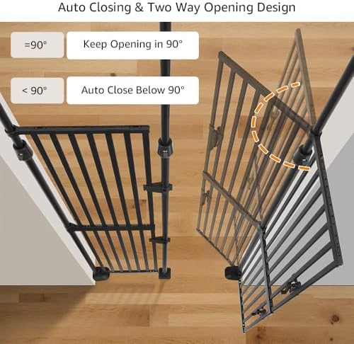 unipaws 86" High Extra Tall Cat Gate, Auto Closing and No Drilling