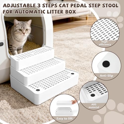 Adjustable 3-Step Cat Ramp for Litter Box, Litter Trapper