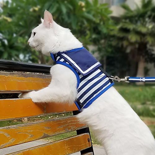 Cat Harness and Leash Set Escape Proof, Sailor Suit Navy
