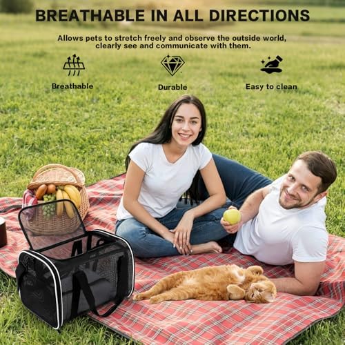 Cat Carrier, Soft-Sided Pet Carrier Bag, Breathable Mesh