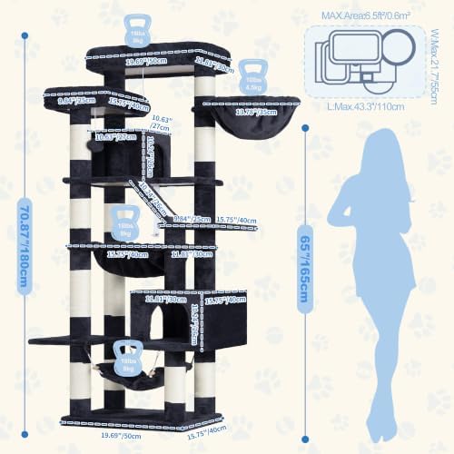 Heybly Cat Tree, 71-Inch-Tall Tower