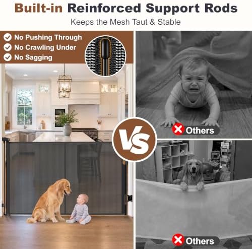 GRENFU Reinforced 59" Wide Retractable Baby Gates, Prevent Crawling Under