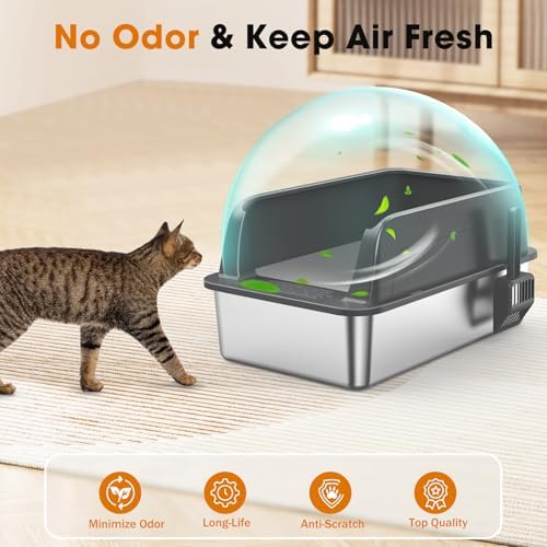 2PACK Stainless Steel Litter Box, Extra Large Litter Boxes