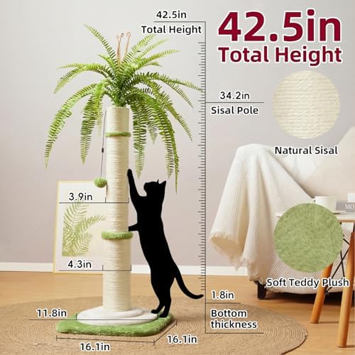 42" Tall Palm Tree Cat Scratching Post