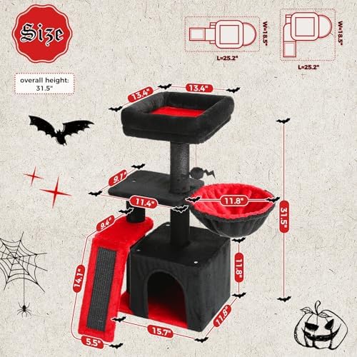 PETEPELA Cactus Cat Tree for Kittens & Small Cats, 32in Cat Tower