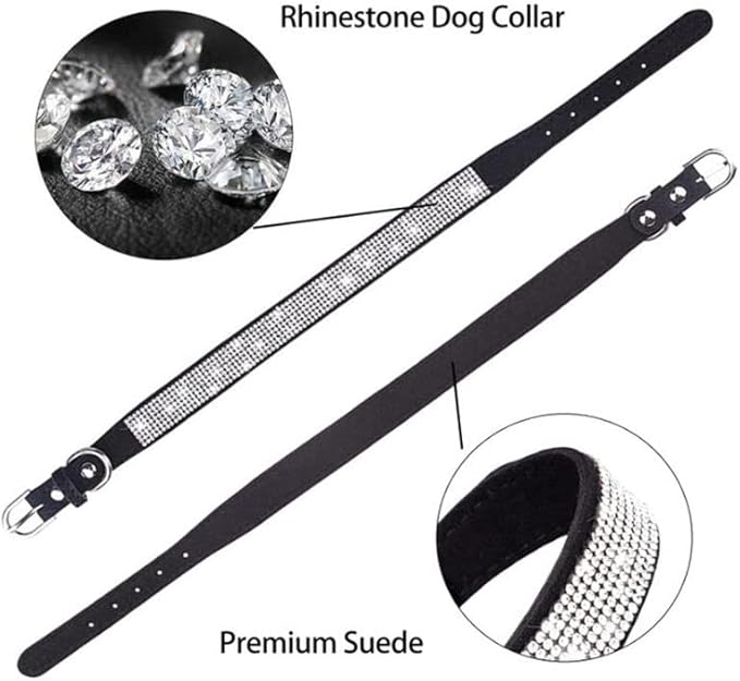 Rhinestone Dog Collar for Small Dogs, Bling Diamond Fancy Crystal Glitter Pretty Jewel Pet Puppy Collars for XXS XS Small Medium Large Breed Girl Dogs Female Cats Kitten, Hot Pink XXSmall