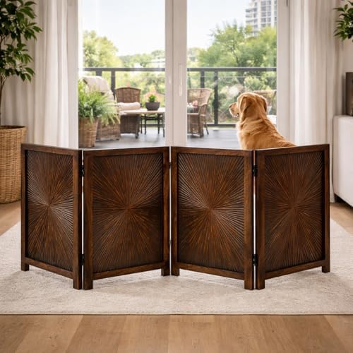 Freestanding Pet Gate, 4-Panel Folding, 56x28 in