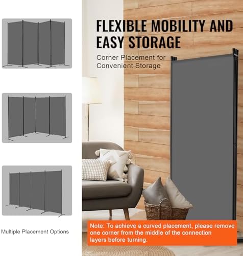 VEVOR Room Divider, 4 Panel Room Divider, Freestanding Room Partitions