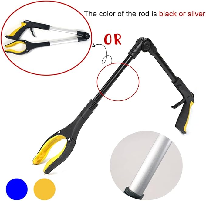 Fish Tank Accessories - 31" Aquarium Tweezers Grabber for Aquarium Landscaping Decoration Grab and Place Garbage Cleanup Foldable Gripper Multi-Function Mobility Aid Reaching Assist Tool(Yellow)