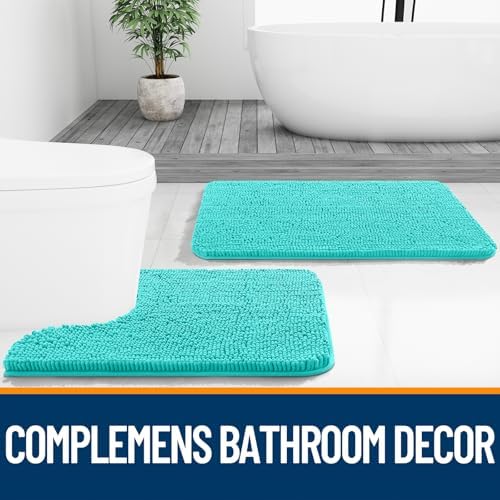 OLANLY Bathroom Runner Rugs 47x24, Extra Soft Absorbent Chenille Bath Rugs