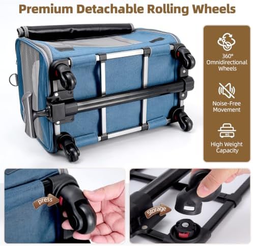 Rolling Cat Carrier with Detachable Wheels, Soft Sided