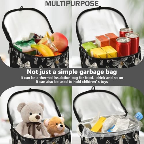 Car Trash Can Black White Bow Car Garbage Bag