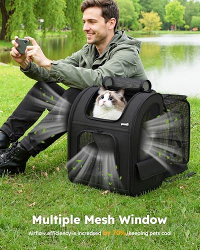 pecute Dog Backpack Expandable, Cat Carrier Backpack Breathable