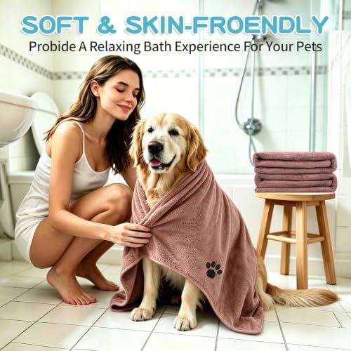 Microfiber Dog Towels 6 Pack, Perfect Shower & Bath Supplies