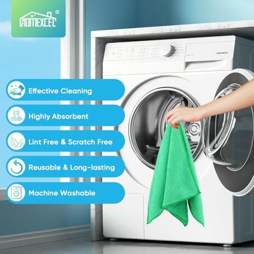 HOMEXCEL Green Microfiber Cleaning Cloth, Microfiber Towels