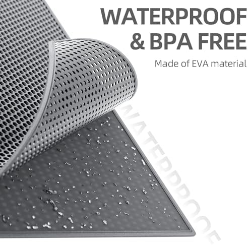 ESTHELLO Cat Litter Mat Honeycomb Double Layer Design 36’’ x 30’’ Gray